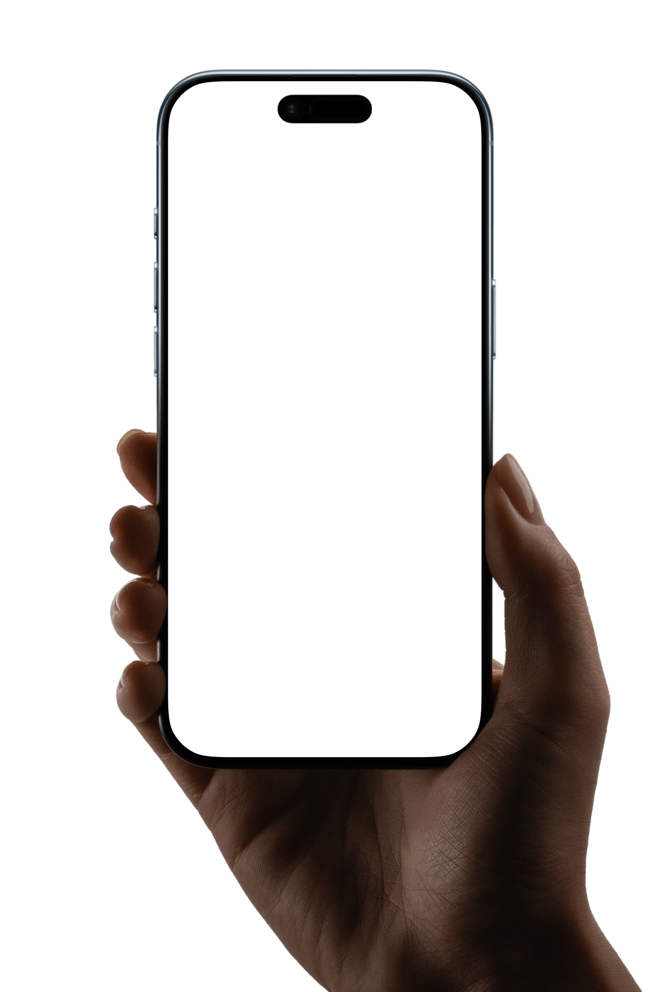 A hand holding a phone showing the TraderLab app
